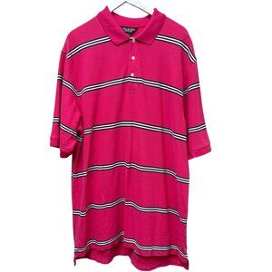 Brooks Brothers Mens Polo Shirt XL Pink Stripe Performance Knit Cotton Golf Prep
